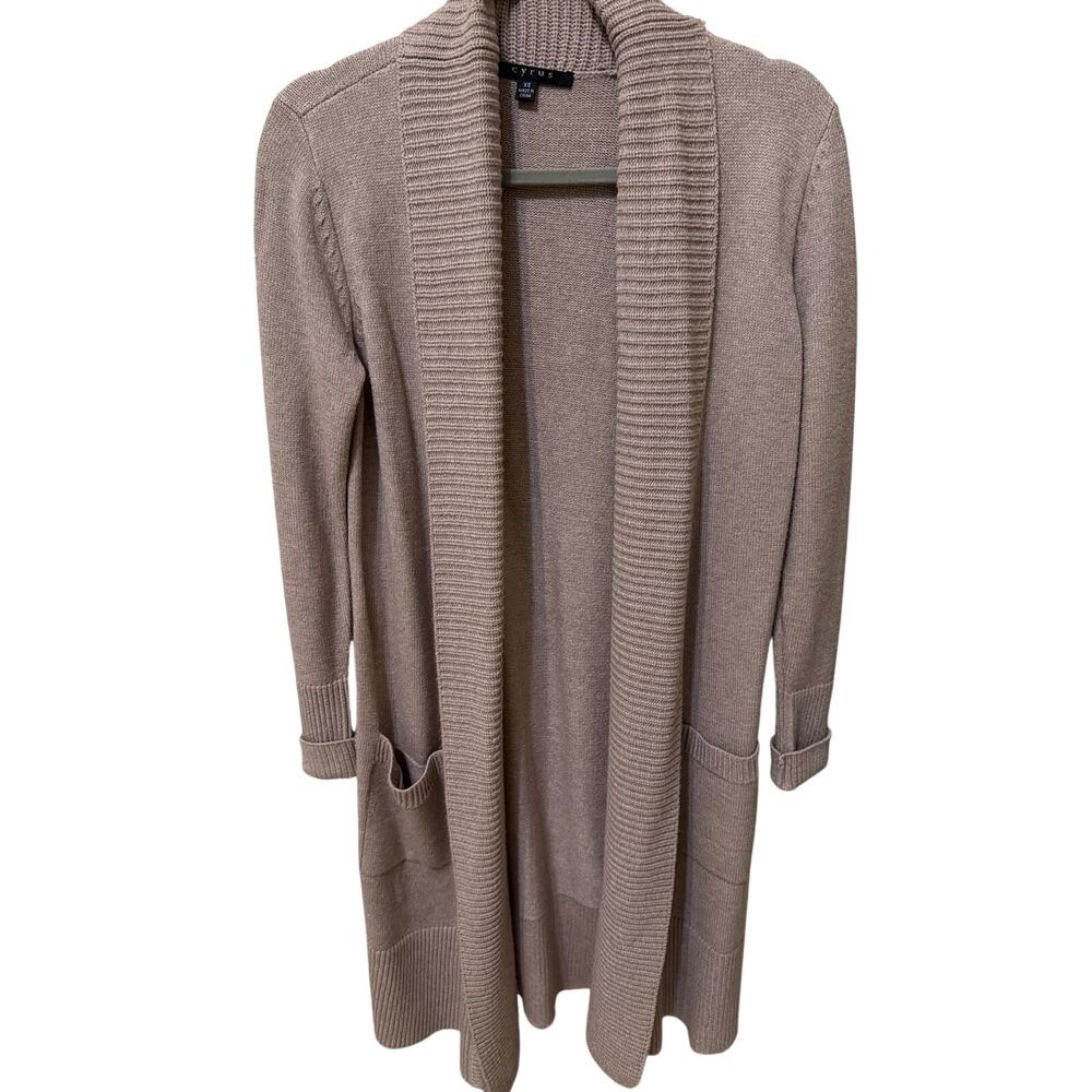 Cyrus Tan Long Duster Jacket Cardigan Sweater Women's Size XS Twee Minimalist